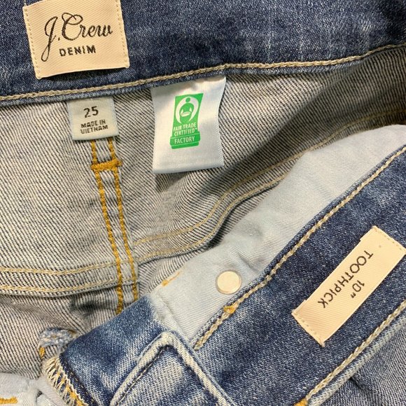 J. Crew 10" Highest-Rise Toothpick Jeans Size 25 Saybrook Wash - Picture 6 of 8
